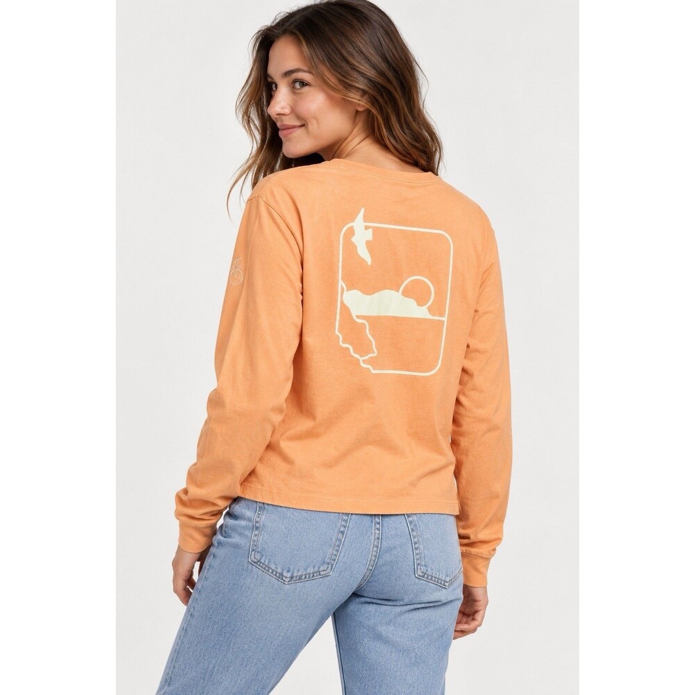 Patagonia Long Sleeve Graphic T-Shirt Peach Orange Bird Sunset Lightweight XS